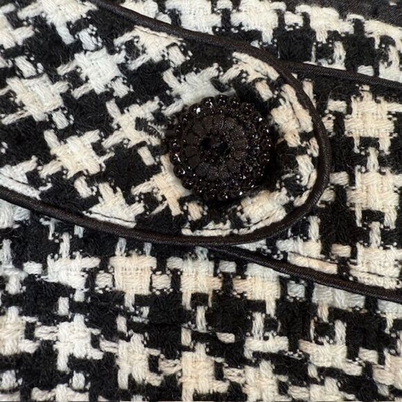 Charlotte Russe Houndstooth Knit Black and White Mini Skirt Side Zip Size 7 - Picture 2 of 11